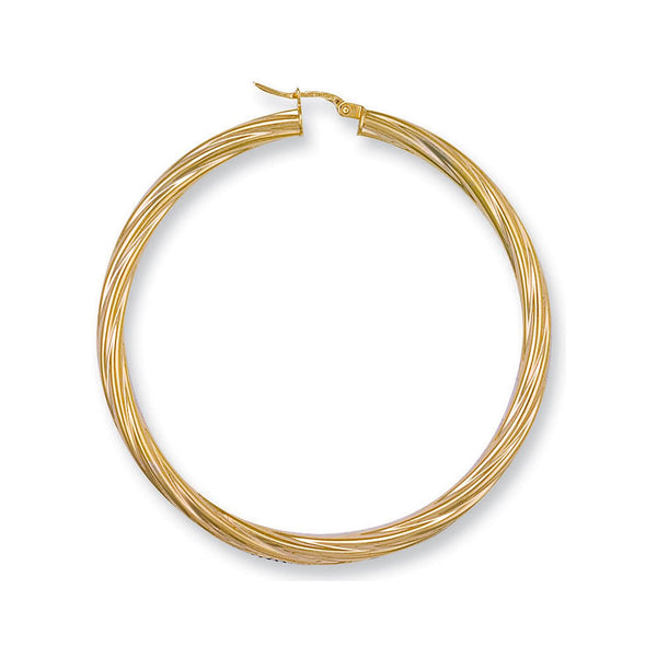 Ring - Y/G 57mm Twisted Hoop Earrings - by Hearts Forever Jewellers