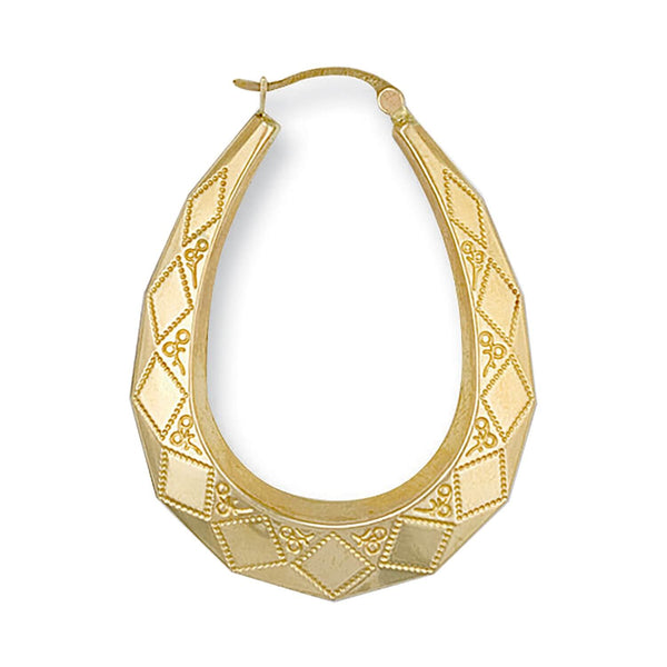 Earrings - Y/G D/C Oval Creoles - by Hearts Forever Jewellers