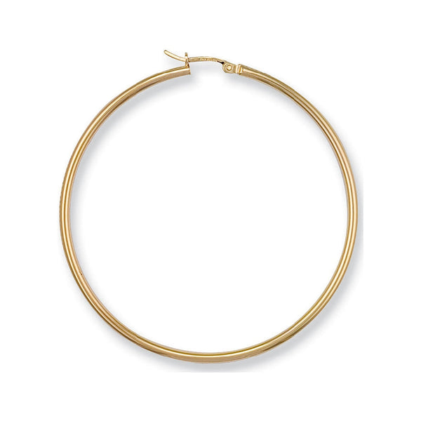 Ring - Y/G 50mm Round Tube Hoop Earrings - by Hearts Forever Jewellers