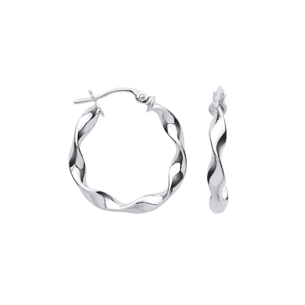 Ring - W/G 21mm Twisted Hoop Earrings - by Hearts Forever Jewellers