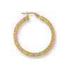 Ring - Y/G 30mm Frosted Greek Key Hoop Earrings - by Hearts Forever Jewellers