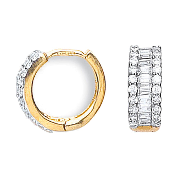 Cubic Zirconia Jewellery - Y/G 15mm Cz Huggies - by Hearts Forever Jewellers