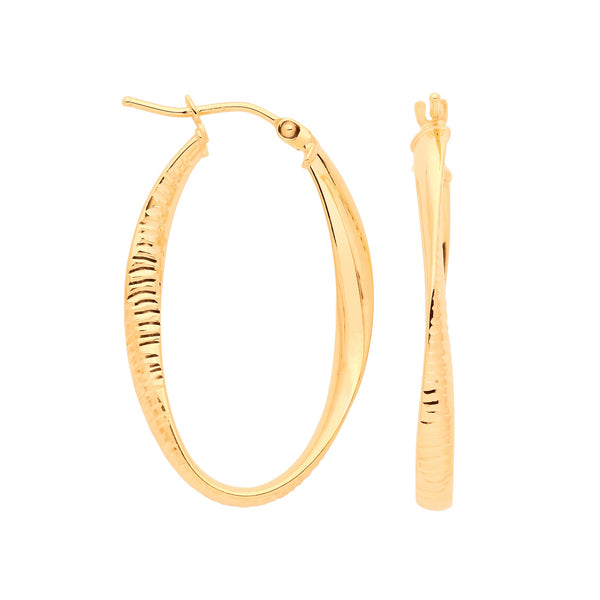 Jewellery - YG Oval Twist Ribbed & Plain - by Hearts Forever Jewellers
