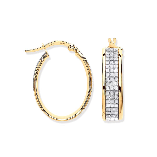Ring - Y/G Glitter p/c Illusion Oval Hoop Earrings - by Hearts Forever Jewellers