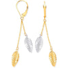 Y & W/G Leaf Drop Earrings