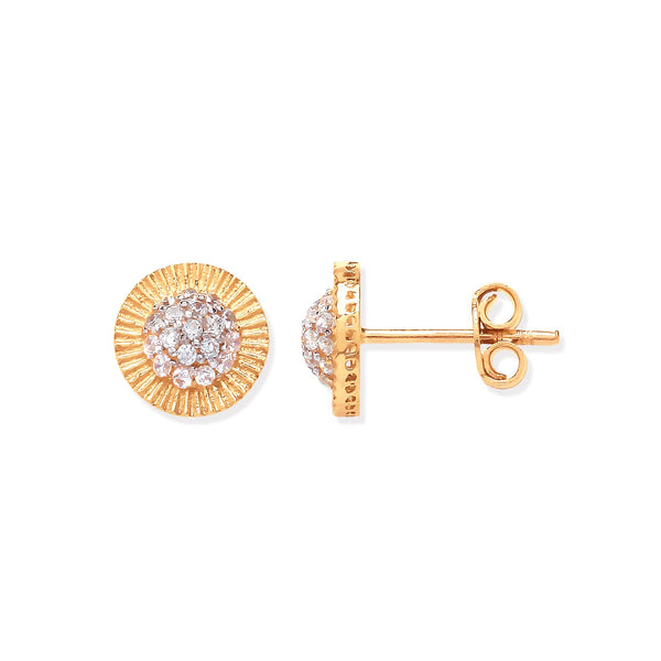 Cubic Zirconia Ring - Y/G 8mm Round Cz Stud Earrings - by Hearts Forever Jewellers