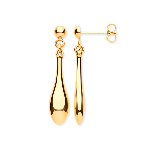 Ring - Y/G Hollow Drop Earrings - by Hearts Forever Jewellers