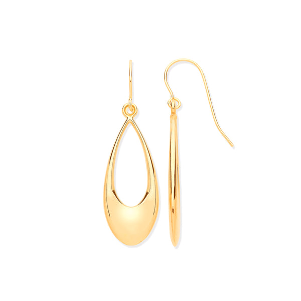 Ring - Y/G Hollow Open Drop Earrings - by Hearts Forever Jewellers