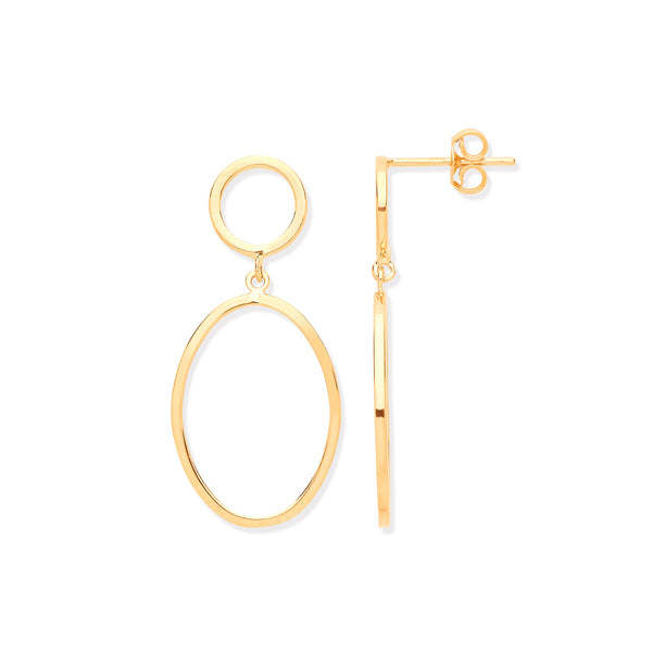 Ring - Y/G Circle & Oval Open Drop Earrings - by Hearts Forever Jewellers
