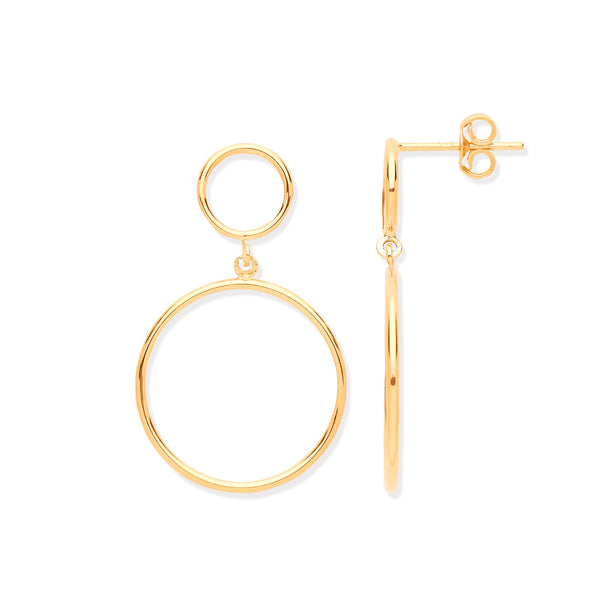 Ring - Y/G Circles Open Drop Earrings - by Hearts Forever Jewellers