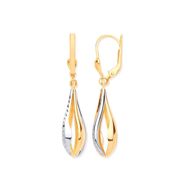 Ring - Y & W/G Teardrop Style Earrings - by Hearts Forever Jewellers