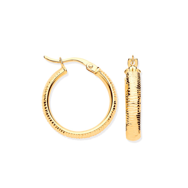 Ring - Y/G 18mm Ribbed Hoop Earrings - by Hearts Forever Jewellers