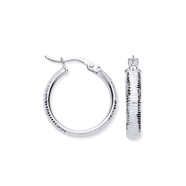 Ring - W/G 18mm Ribbed Hoop Earrings - by Hearts Forever Jewellers