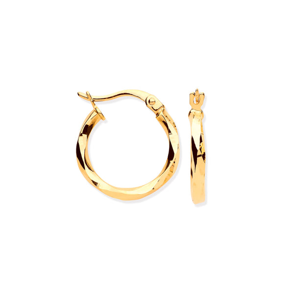 Ring - Y/G 16mm Faceted Hoop Earrings - by Hearts Forever Jewellers