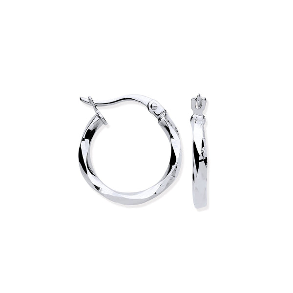 Ring - W/G 16mm Faceted Hoop Earrings - by Hearts Forever Jewellers