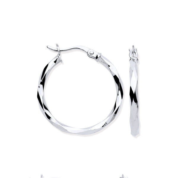 Ring - W/G 22mm Faceted Hoop Earrings - by Hearts Forever Jewellers