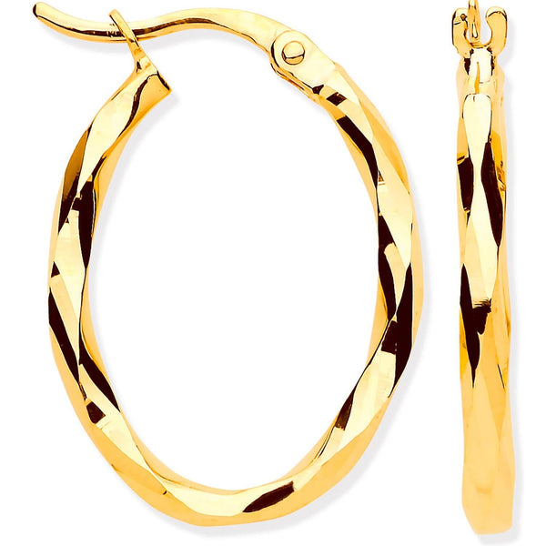 Ring - Y/G Faceted OVAL Hoop Earrings - by Hearts Forever Jewellers