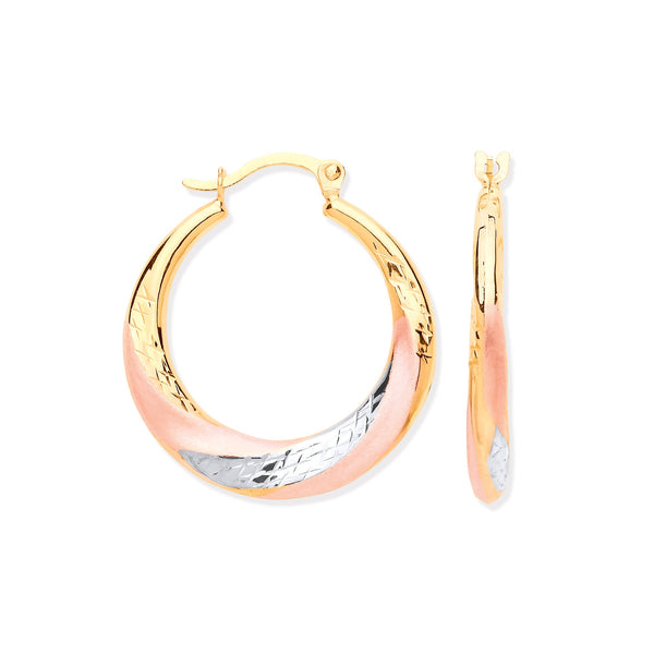 Ring - Y, W & R/G Twist Hoop Earrings - by Hearts Forever Jewellers