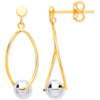 Y & W/G Thin Wire Drop with W/G Ball Earrings