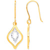 Y & W/G Rhombus Shaped Hook Earrings