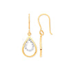 Ring - Y & W/G Teardrop Shaped Hook Earrings - by Hearts Forever Jewellers