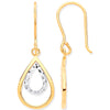 Y & W/G Teardrop Shaped Hook Earrings