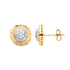 Cubic Zirconia Ring - Y/G 12mm Round Cz Stud Earrings - by Hearts Forever Jewellers