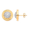 Cubic Zirconia Ring - Y/G 15mm Large Round Cz Stud Earrings - by Hearts Forever Jewellers