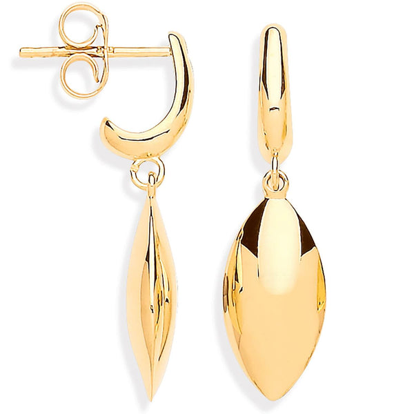 Ring - Y/G Hollow Marquise Shape Drop Earrings - by Hearts Forever Jewellers