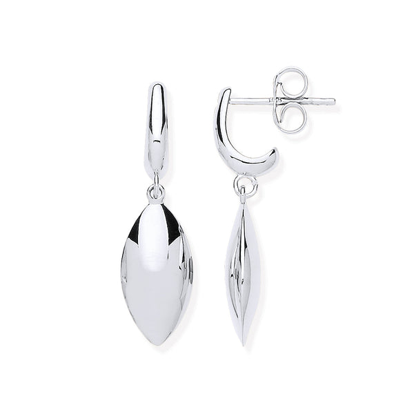 Ring - W/G Hollow Marquise Shape Drop Earrings - by Hearts Forever Jewellers