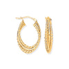 Ring - Y/G Triple Layer Ribbed & Plain Oval Hoop Earrings - by Hearts Forever Jewellers