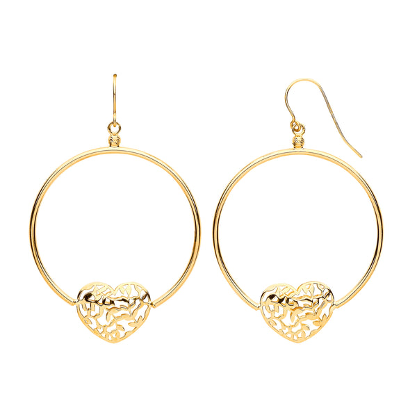 Ring - Y/G Round Tube, Filigree Heart, Hook Style Earrings - by Hearts Forever Jewellers
