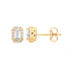 Ring - Y/G Baguette Halo Stud Earrings - by Hearts Forever Jewellers