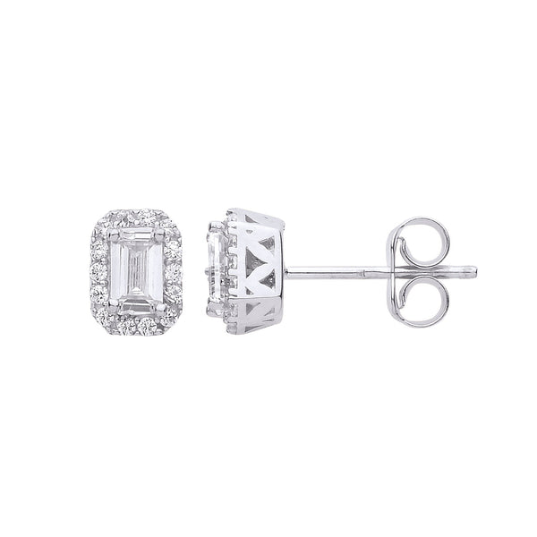 Ring - WG Baguette Halo Stud Earrings - by Hearts Forever Jewellers