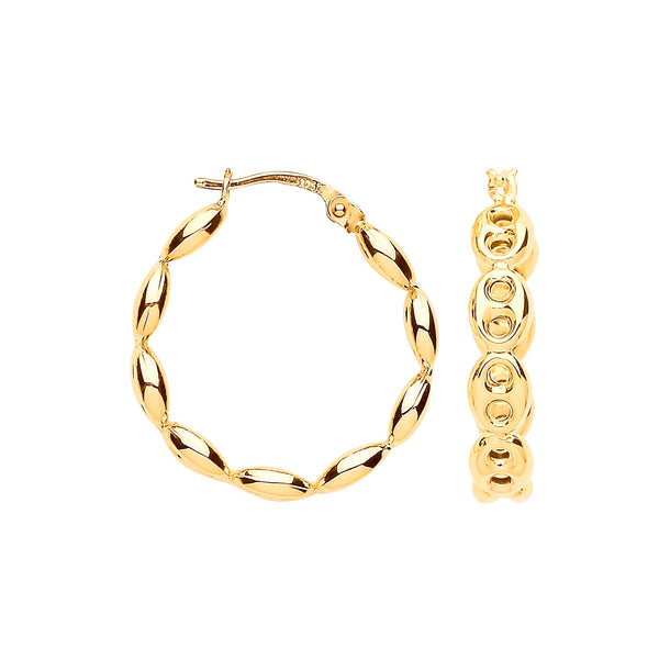 Ring - Y/G Coffee Bean 20mm Hoop Earrings - by Hearts Forever Jewellers