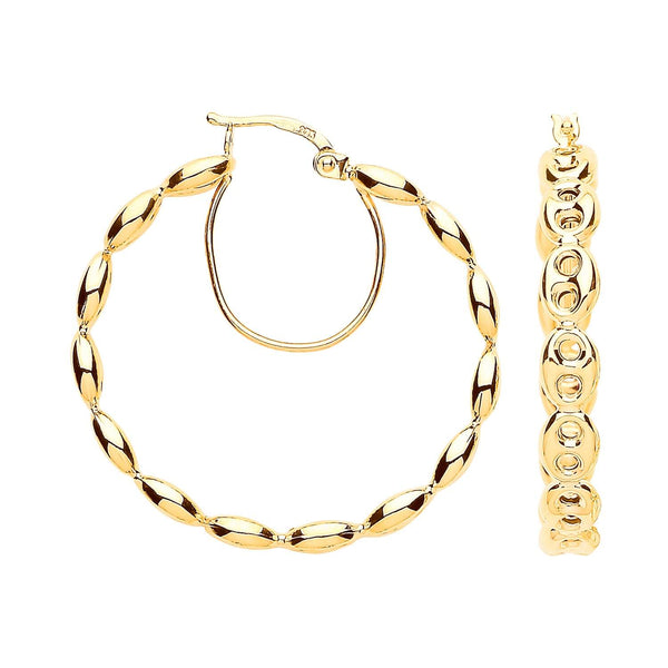 Ring - Y/G Coffee Bean 30mm Hoop Earrings - by Hearts Forever Jewellers