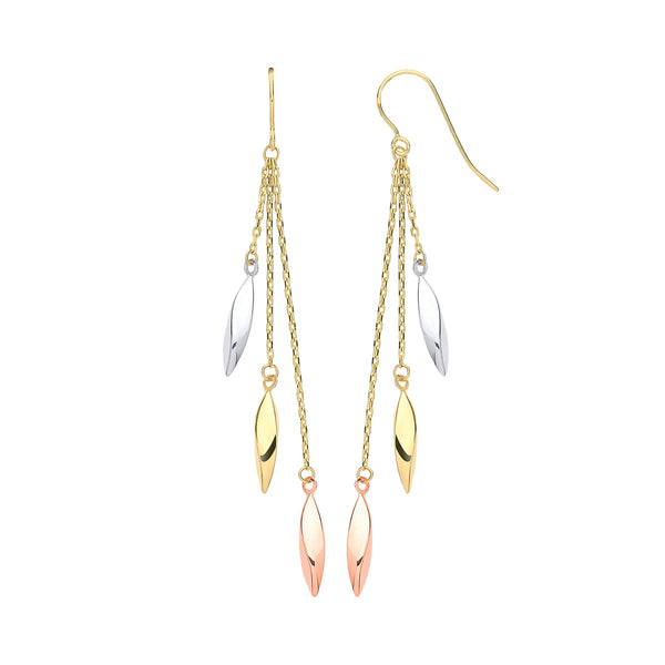 Ring - Y, W & RG Twisted Tubes Hollow Drop Earrings - by Hearts Forever Jewellers