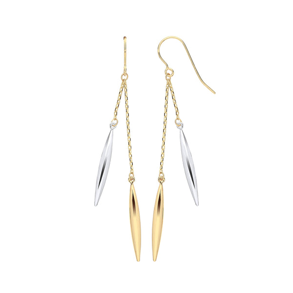 Ring - Y & WG Icicle Shaped Hollow Drop Earrings - by Hearts Forever Jewellers
