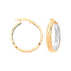 Ring - YG & WG Inside Tyre Tread Design Hoop Earrings - by Hearts Forever Jewellers