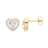 Cubic Zirconia Ring - Y/G Heart Halo Style CZ Stud Earrings - by Hearts Forever Jewellers