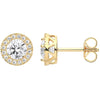 Cubic Zirconia Ring - Y/G 8mm Round CZ Halo Stud Earrings - by Hearts Forever Jewellers