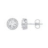 Cubic Zirconia Ring - W/G 8mm Round CZ Halo Stud Earrings - by Hearts Forever Jewellers