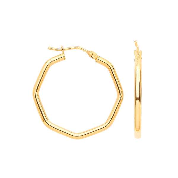 Ring - Y/G 26mm Octagon 26mm Hoop Earrings - by Hearts Forever Jewellers