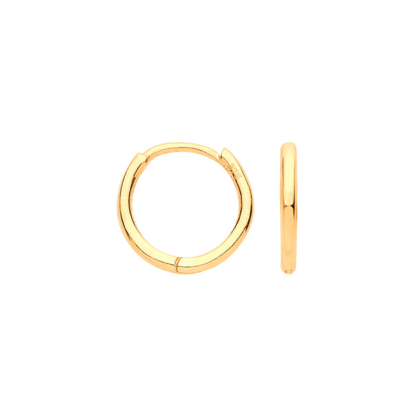 Jewellery - Y/G 10mm Plain Hinged Sleepers - by Hearts Forever Jewellers