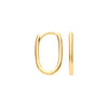 Earrings - Y/G Plain Hinged Oval Hoop Huggies - by Hearts Forever Jewellers