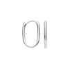 Earrings - W/G 10mm Plain Hinged Oval Hoop Huggies - by Hearts Forever Jewellers