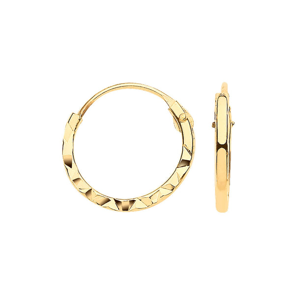 Jewellery - Y/G 10mm D/C Sleepers - by Hearts Forever Jewellers