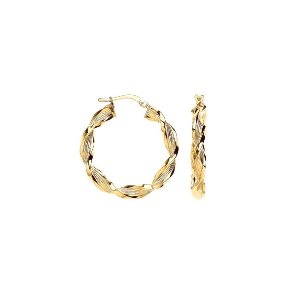 Ring - Y/G 29mm Ribbed Twist Hoop Earrings - by Hearts Forever Jewellers