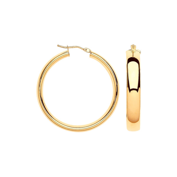 Ring - Y/G 35mm Court Shape Tube Hoop Earrings - by Hearts Forever Jewellers