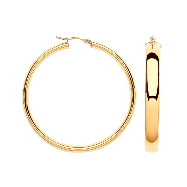 Ring - Y/G 46mm Court Shape Tube Hoop Earrings - by Hearts Forever Jewellers